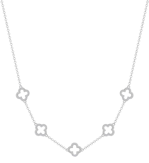 Silver Plated Multi Clover Necklace with Zircondia Crystals