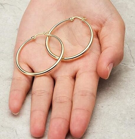 18k Gold Plated 40mm Hoop Earrings