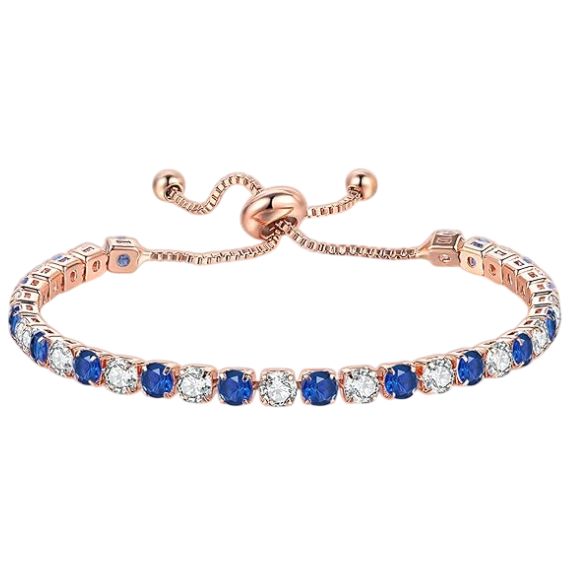 925 Sterling Silver Plated Tennis Bracelet with White Cubic Zirconia - Rose Gold