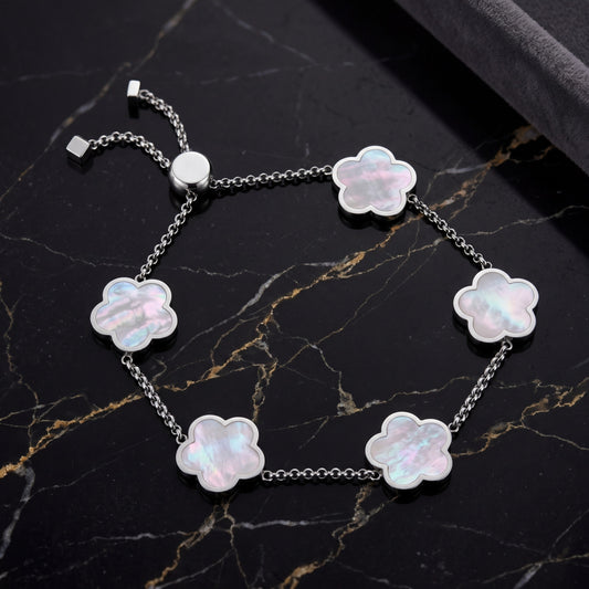 Multi Pearl Clover Bracelet – Silver