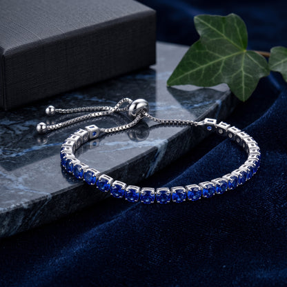 925 Sterling Silver Plated Tennis Bracelet with Solid Pink Cubic Zirconia - Rose Gold
