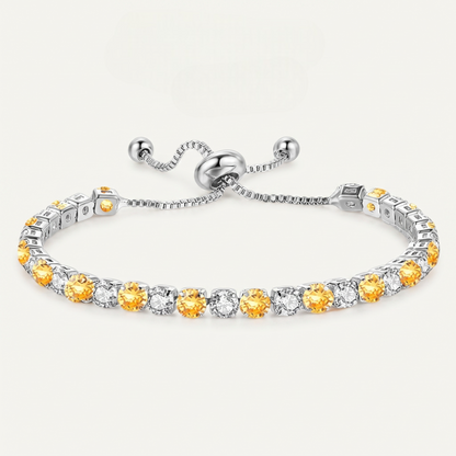 925 Sterling Silver Plated Tennis Bracelet with Yellow and White Cubic Zirconia - Silver