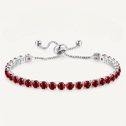 925 Sterling Silver Plated Tennis Bracelet with Red Cubic Zirconia - Silver