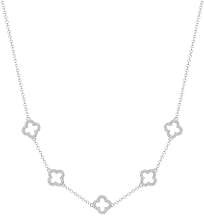 Silver Plated Multi Clover Necklace with Zircondia Crystals