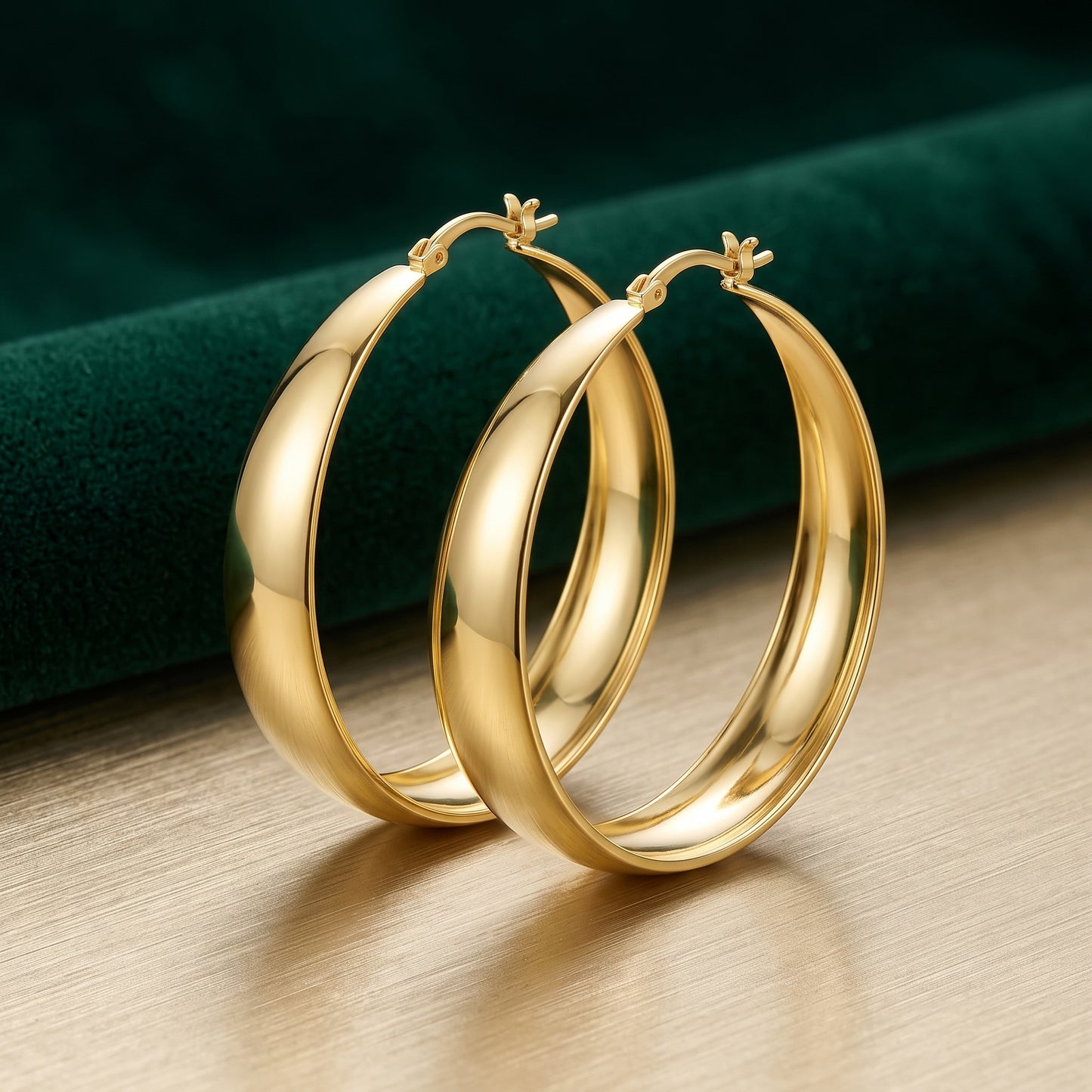 925 Sterling Silver Chunky Hoop Earrings with Gold Plating - 30mm
