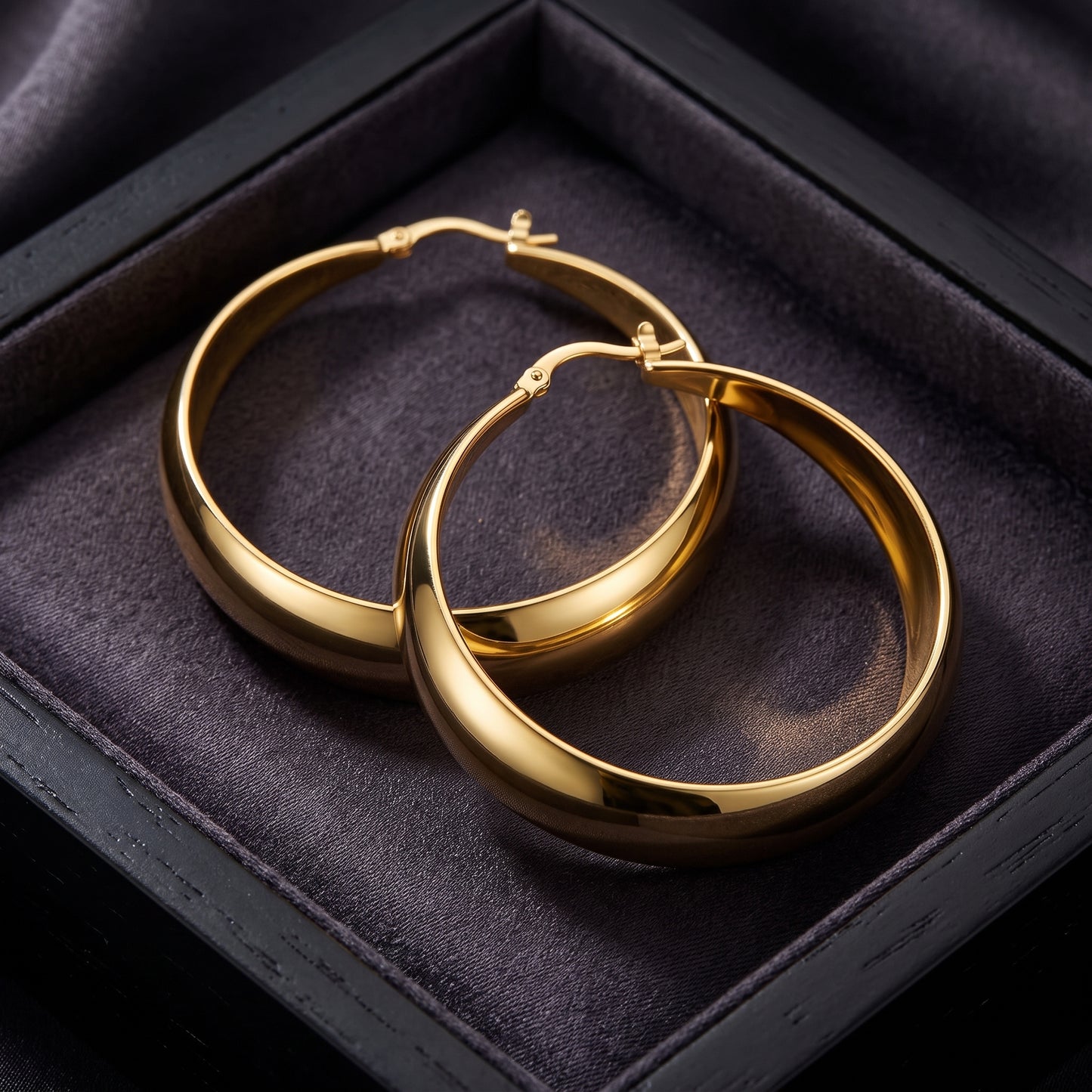 925 Sterling Silver Chunky Hoop Earrings with Gold Plating - 30mm