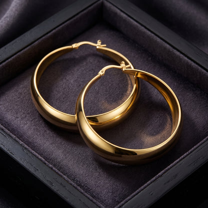 925 Sterling Silver Chunky Hoop Earrings with Gold Plating - 30mm