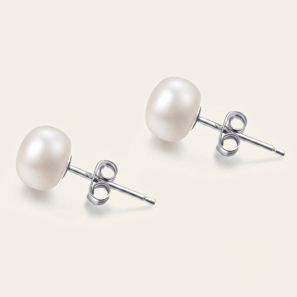 925 Sterling Silver Freshwater Cultured Pearl Stud Earrings
