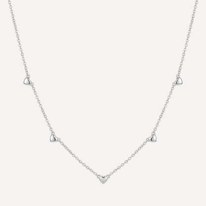 925 Sterling Silver Multi Heart Necklace with Cubic Zirconia - Silver