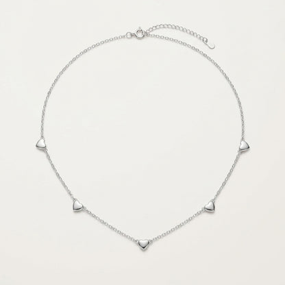 925 Sterling Silver Multi Heart Necklace with Cubic Zirconia - Silver