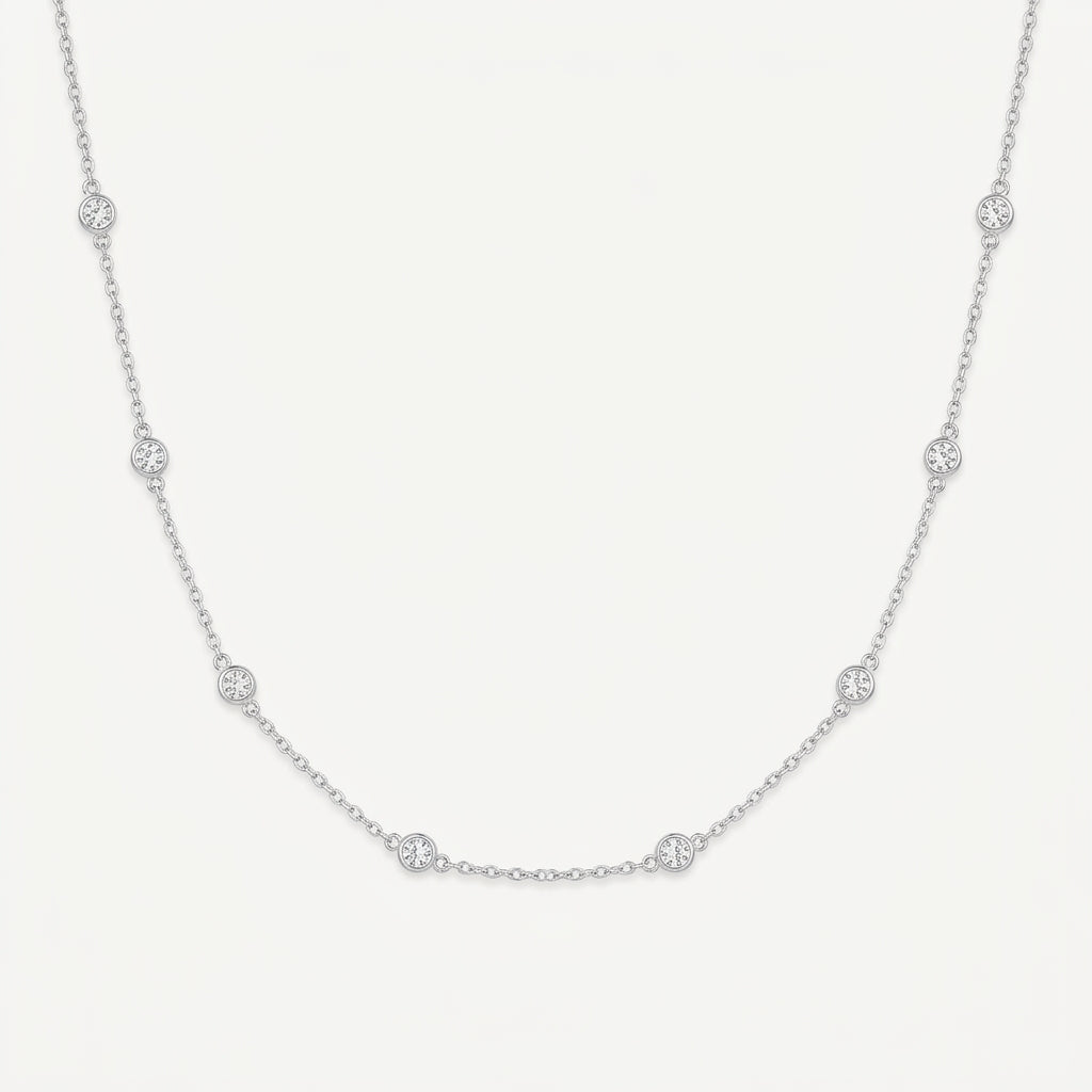 925 Sterling Silver Round and Pearl Necklace - Silver