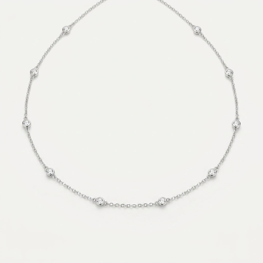 925 Sterling Silver Round and Pearl Necklace - Silver