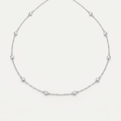 925 Sterling Silver Round and Pearl Necklace - Silver
