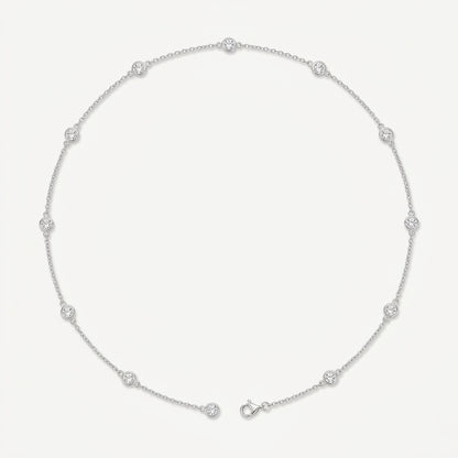 925 Sterling Silver Round Zirconia Necklace - Silver