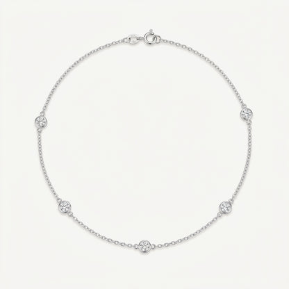 925 Sterling Silver Round Zirconia Necklace - Silver