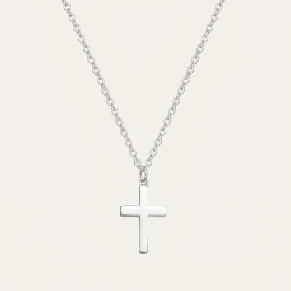 14K Gold Plated Prong Set Cross Necklace with Cubic Zirconia - Gold