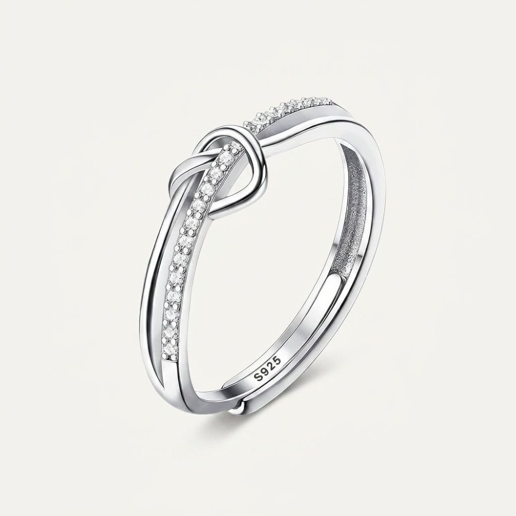 925 Sterling Silver Adjustable Crossover Eternity Ring with Cubic Zirconia - Silver