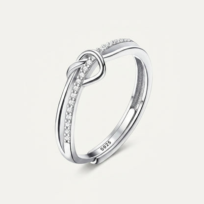 925 Sterling Silver Adjustable Crossover Eternity Ring with Cubic Zirconia - Silver