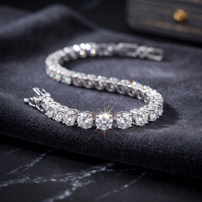 Silver Tone Square CZ Tennis Bracelet - Silver