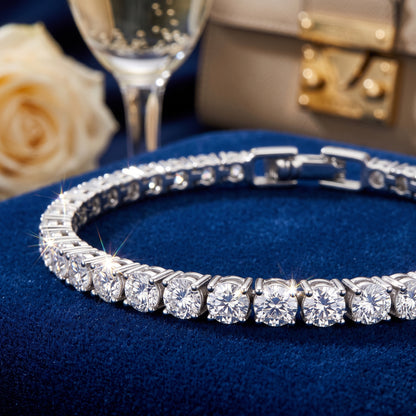 Silver Tone Square CZ Tennis Bracelet - Silver