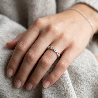 925 Sterling Silver Adjustable Crossover Eternity Ring with Cubic Zirconia - Silver