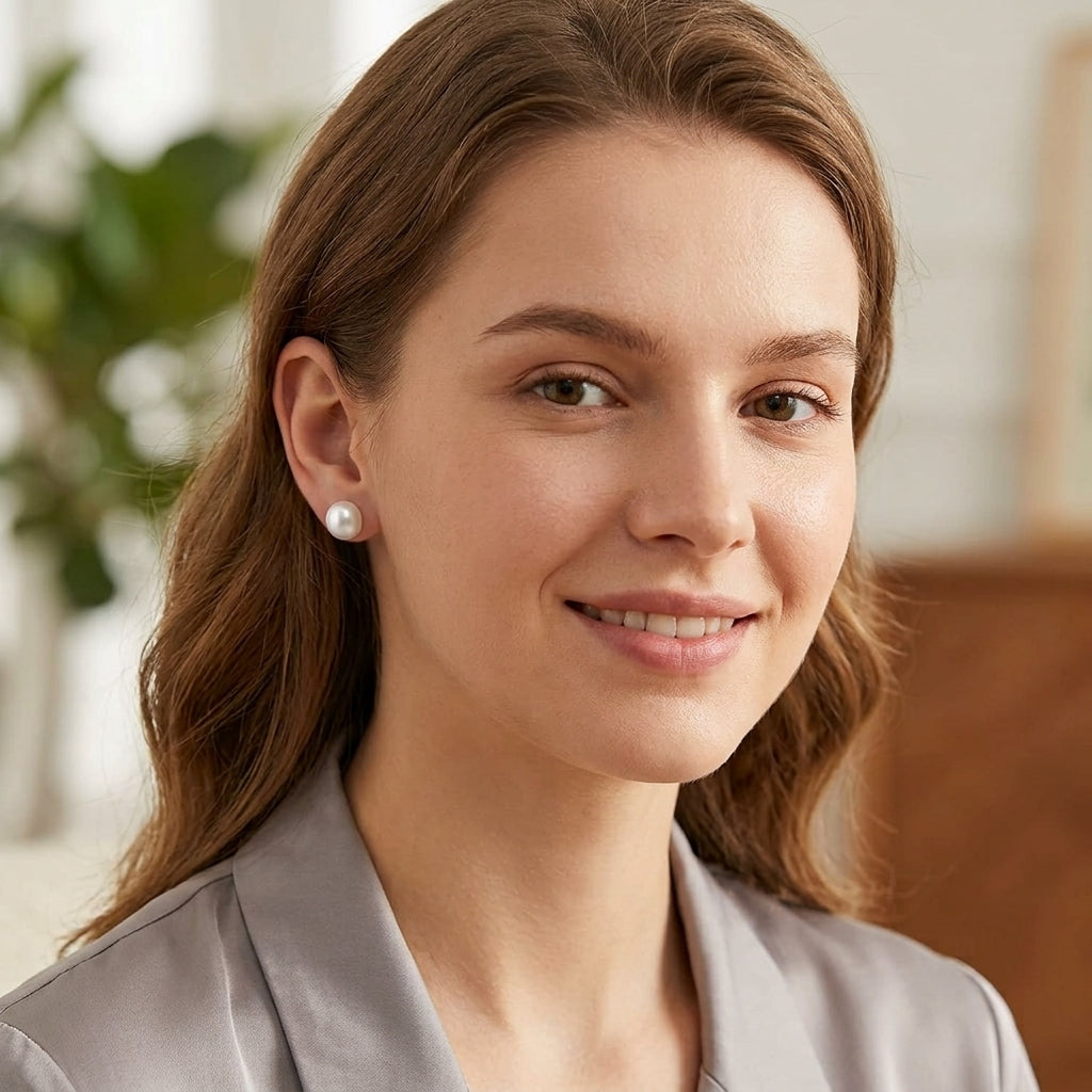 925 Sterling Silver Freshwater Cultured Pearl Stud Earrings