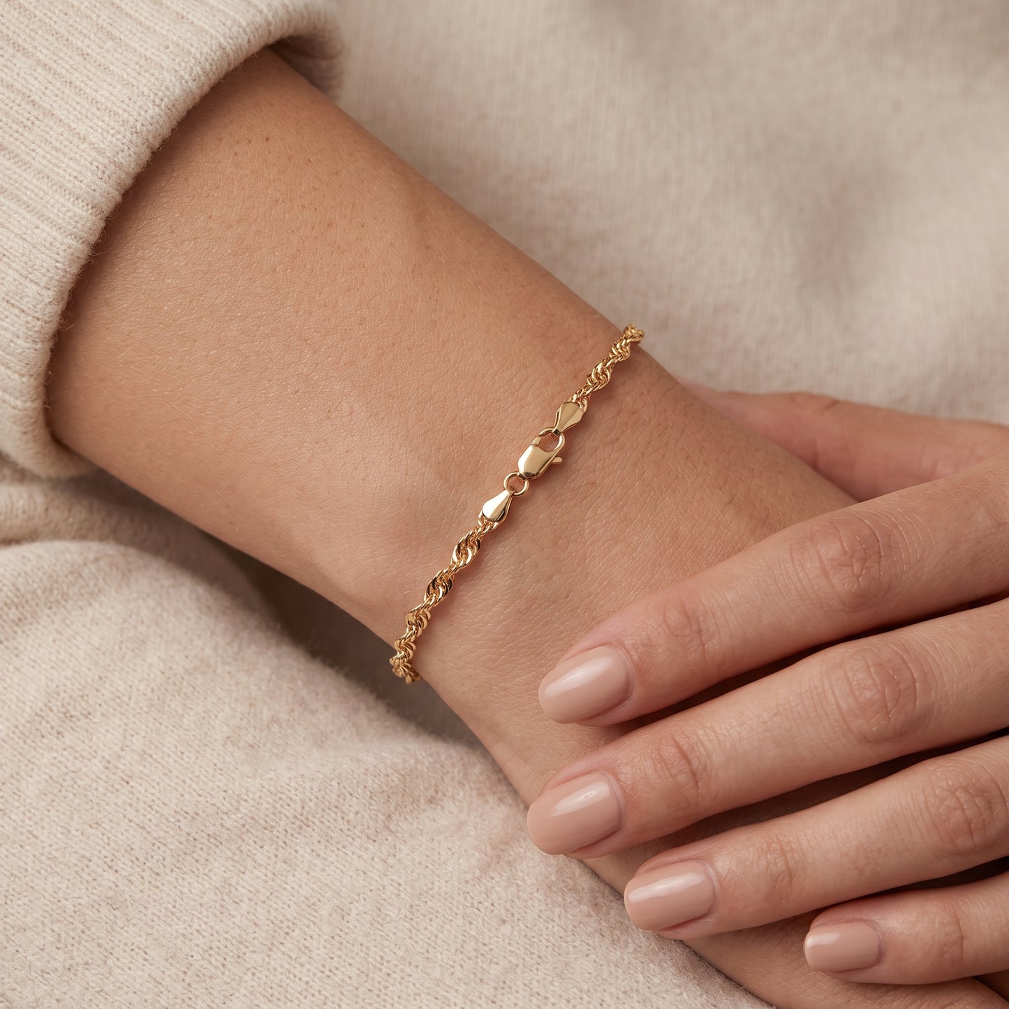 9ct Yellow Gold on Silver Singapore Link Bracelet - 7.5 Inch