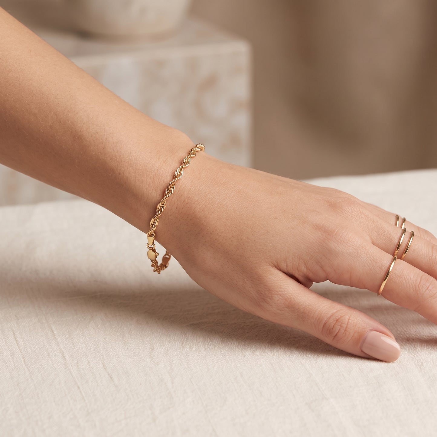 9ct Yellow Gold on Silver Singapore Link Bracelet - 7.5 Inch