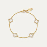18K Gold Plated Clover Bracelet with Zircondia Crystals