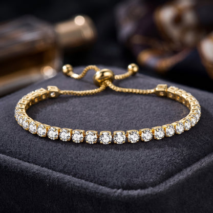 925 Sterling Silver Plated Tennis Bracelet with White Cubic Zirconia - Gold