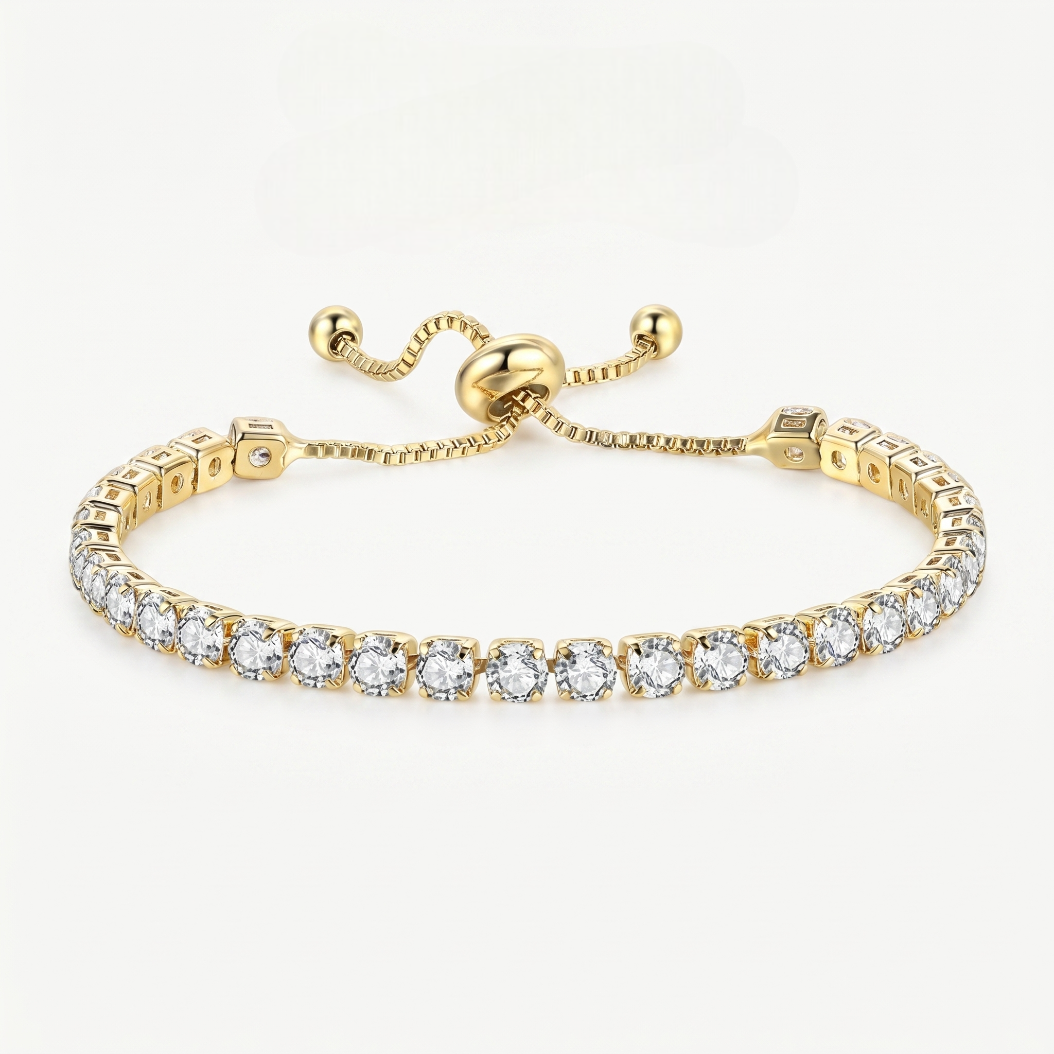 925 Sterling Silver Plated Tennis Bracelet with White Cubic Zirconia - Gold
