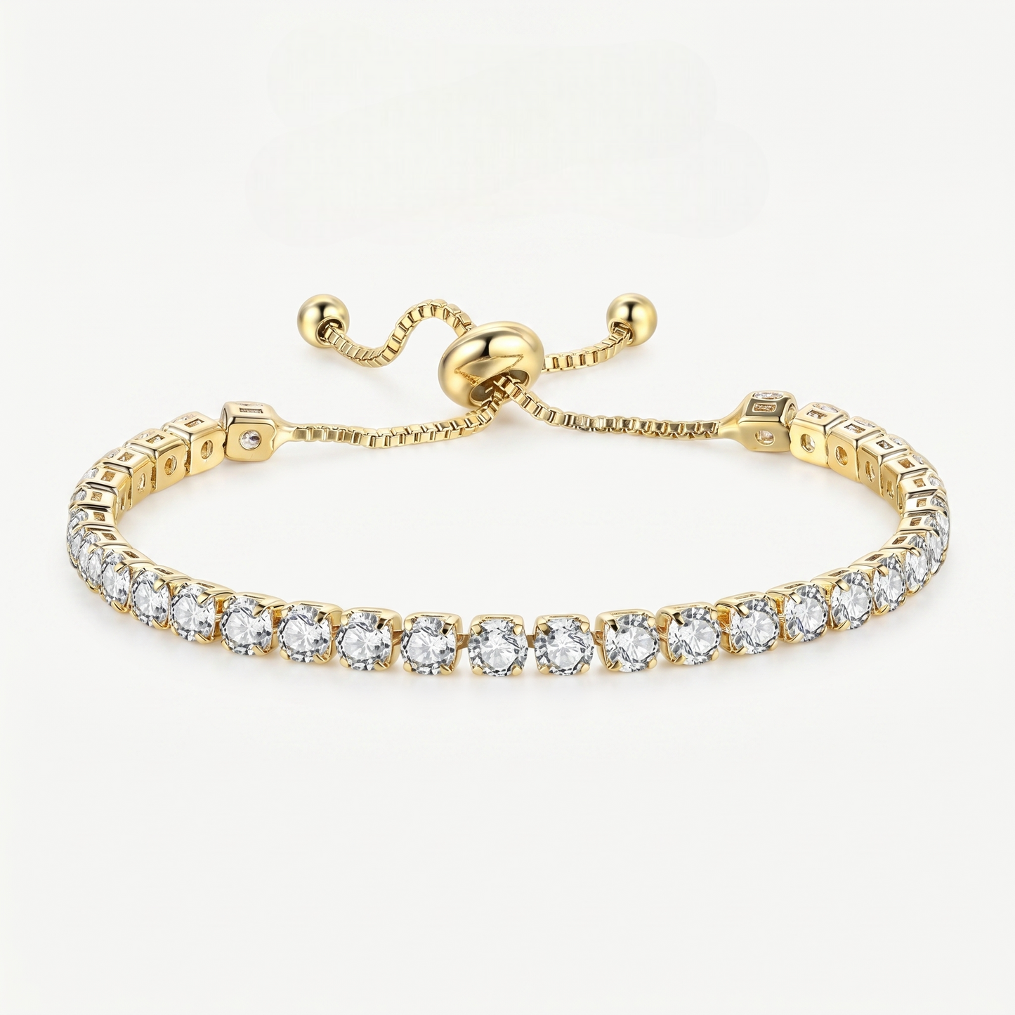 925 Sterling Silver Plated Tennis Bracelet with White Cubic Zirconia - Gold