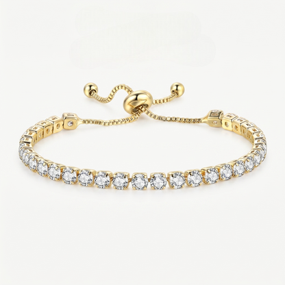 925 Sterling Silver Plated Tennis Bracelet with White Cubic Zirconia - Gold