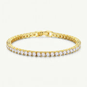 14K Gold Plated Tennis Bracelet with Square Cut Cubic Zirconia - Gold