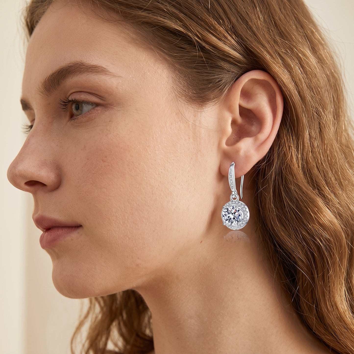 925 Sterling Silver Slim Oval Drop Earrings with AAAAA Cubic Zirconia - Silver