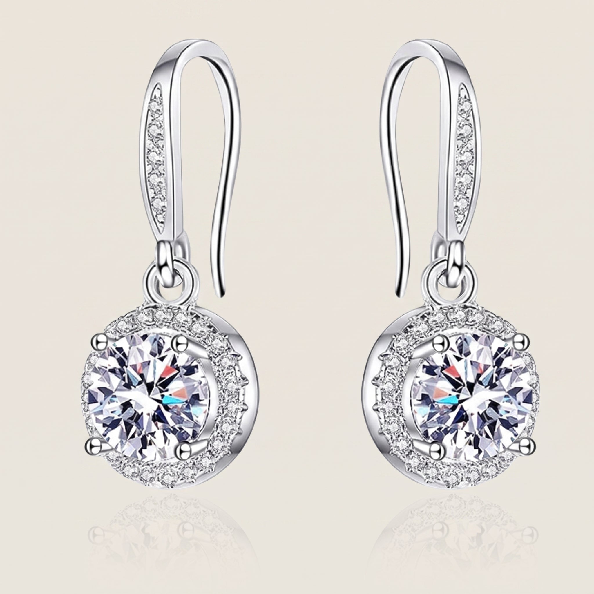 925 Sterling Silver Slim Oval Drop Earrings with AAAAA Cubic Zirconia - Silver