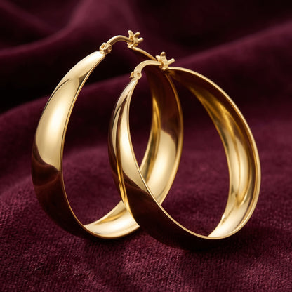 925 Sterling Silver Chunky Hoop Earrings with 14K Gold Plating - 40mm