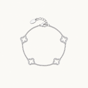 Silver Plated Clover Bracelet with Zircondia Crystals