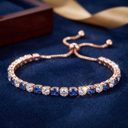925 Sterling Silver Plated Tennis Bracelet with White Cubic Zirconia - Rose Gold
