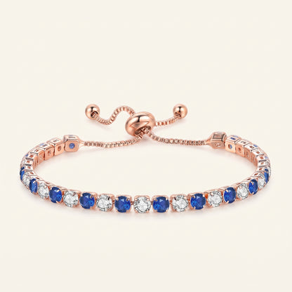 925 Sterling Silver Plated Tennis Bracelet with White Cubic Zirconia - Rose Gold