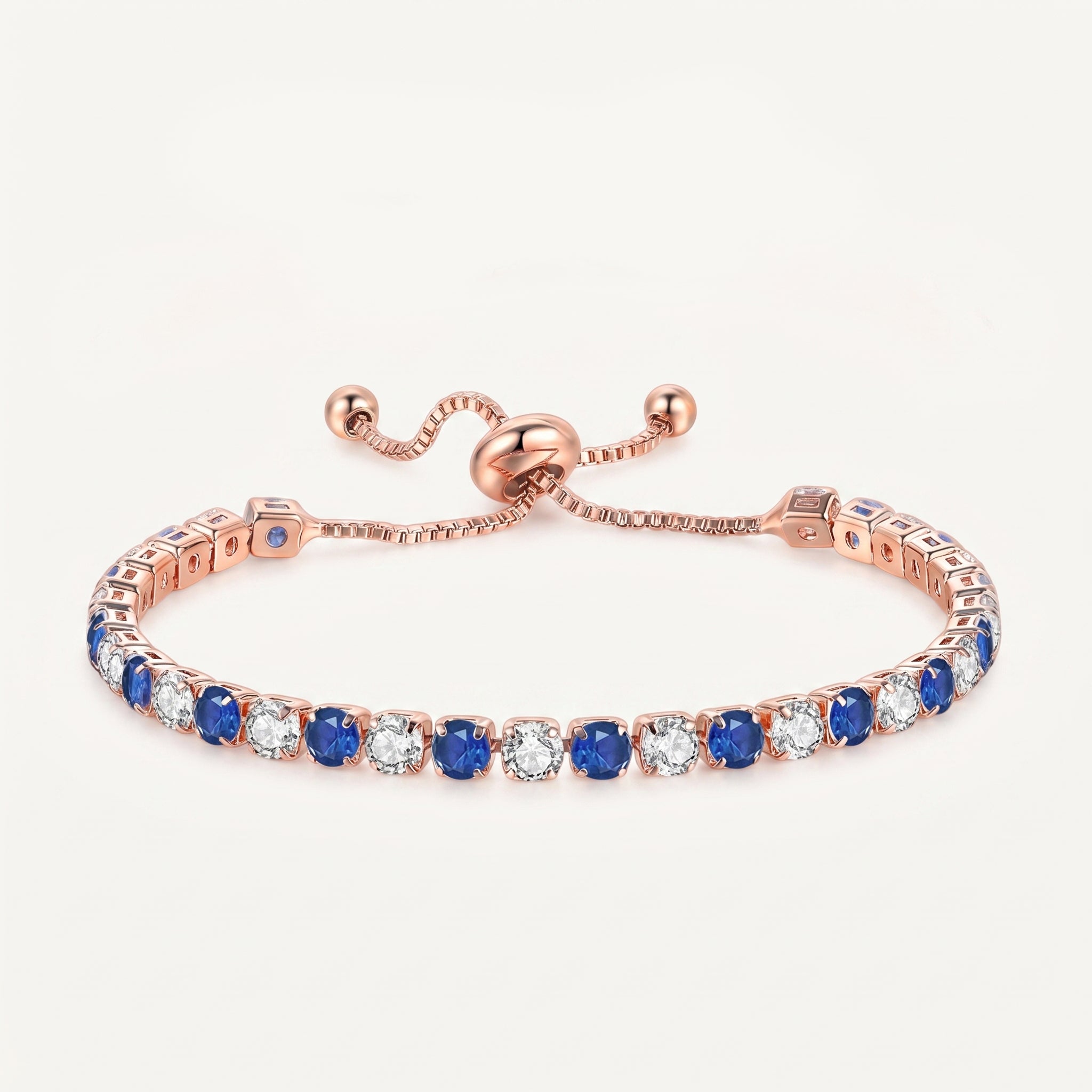 925 Sterling Silver Plated Tennis Bracelet with White Cubic Zirconia - Rose Gold