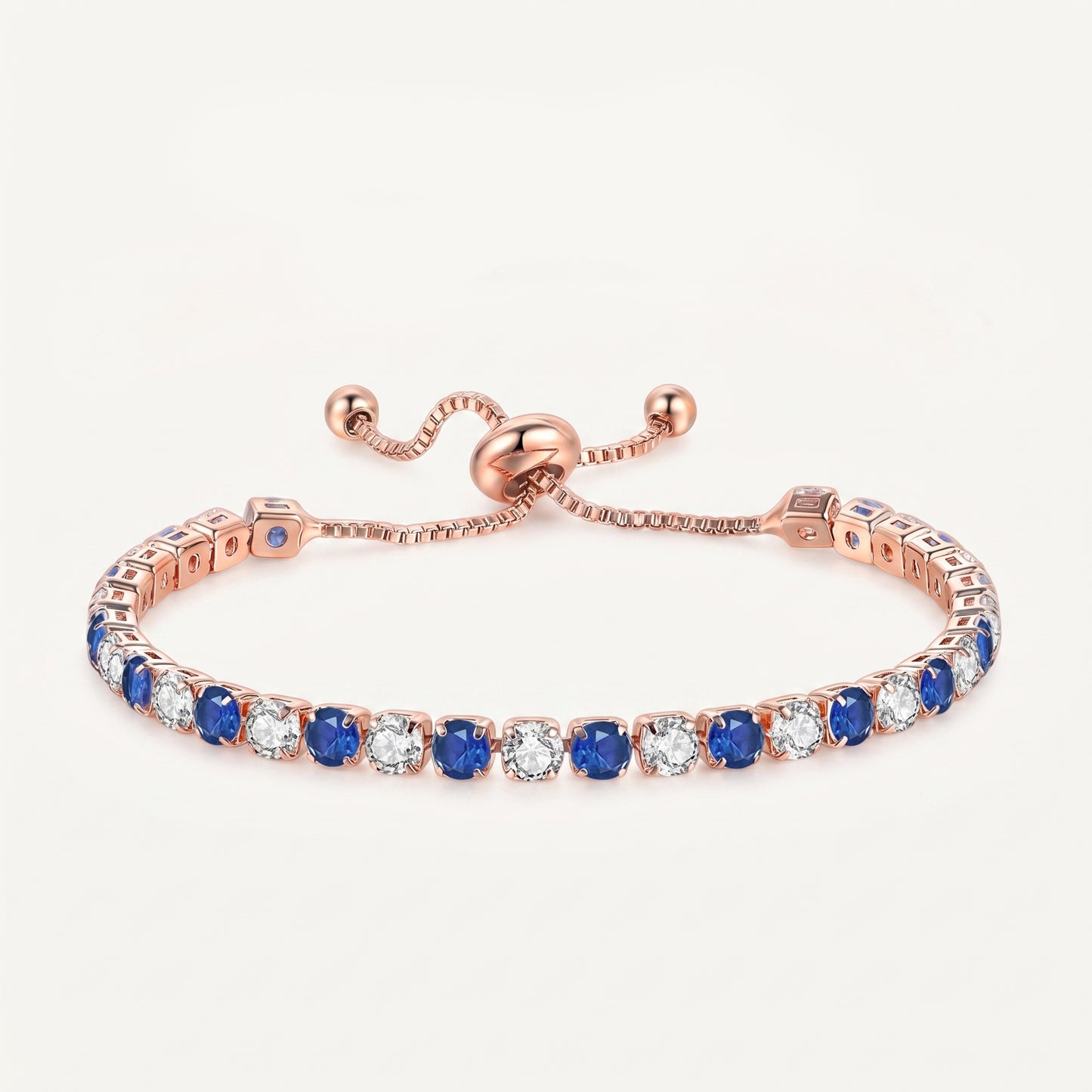 925 Sterling Silver Plated Tennis Bracelet with White Cubic Zirconia - Rose Gold
