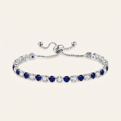 Sterling Silver Tennis Bracelet with Blue and White Cubic Zirconia