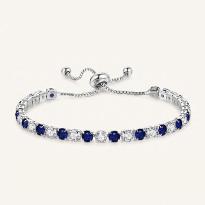 Sterling Silver Tennis Bracelet with Blue and White Cubic Zirconia