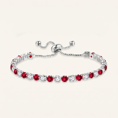 925 Sterling Silver Plated Tennis Bracelet with Red and White Cubic Zirconia - Silver