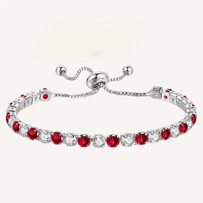925 Sterling Silver Plated Tennis Bracelet with Red and White Cubic Zirconia - Silver