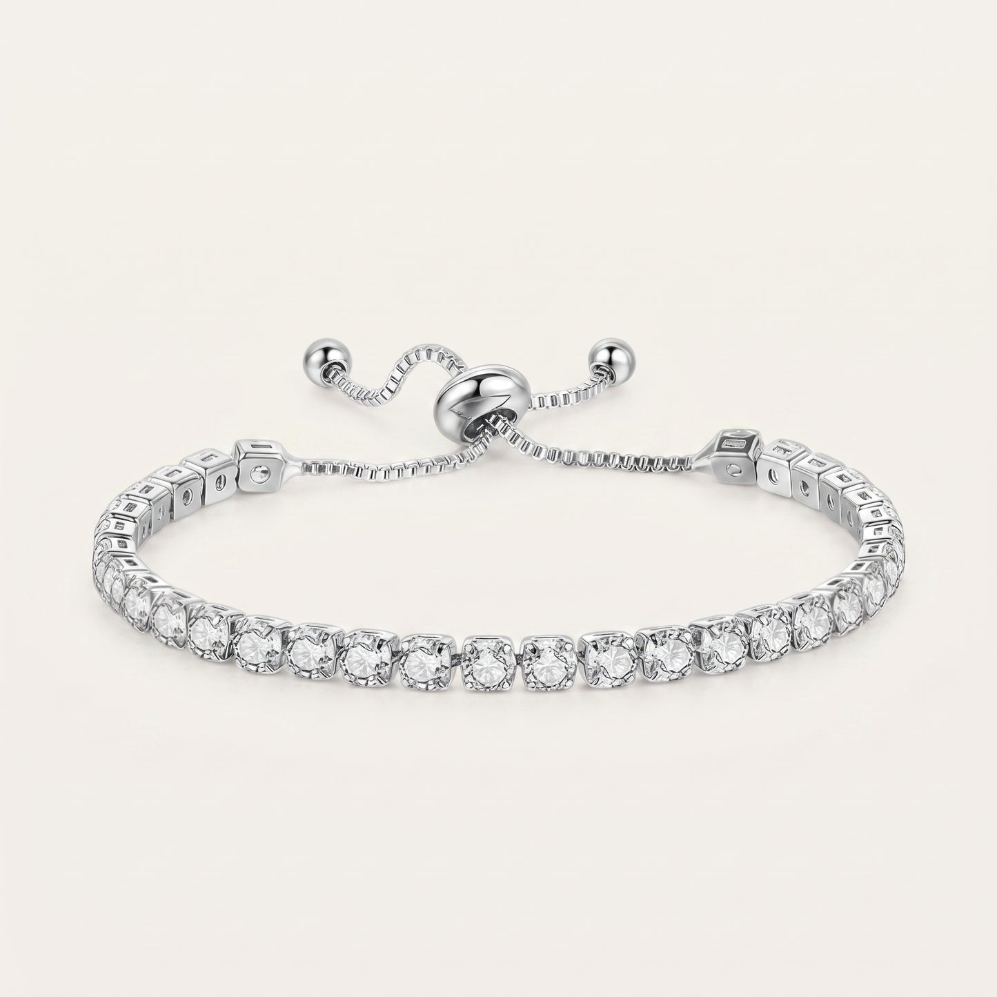 925 Sterling Silver Plated Tennis Bracelet with White Cubic Zirconia - Silver