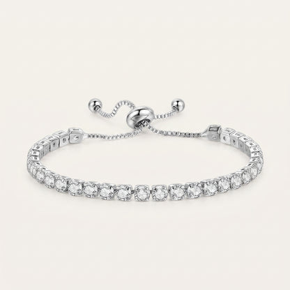 925 Sterling Silver Plated Tennis Bracelet with White Cubic Zirconia - Silver