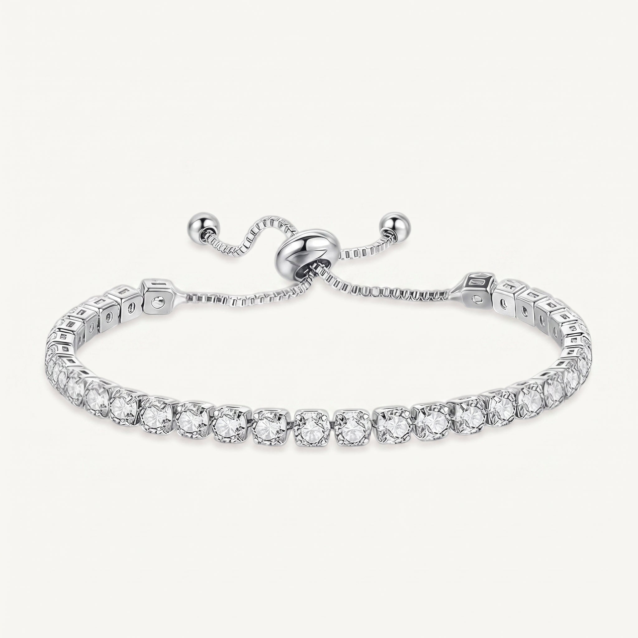 925 Sterling Silver Plated Tennis Bracelet with White Cubic Zirconia - Silver