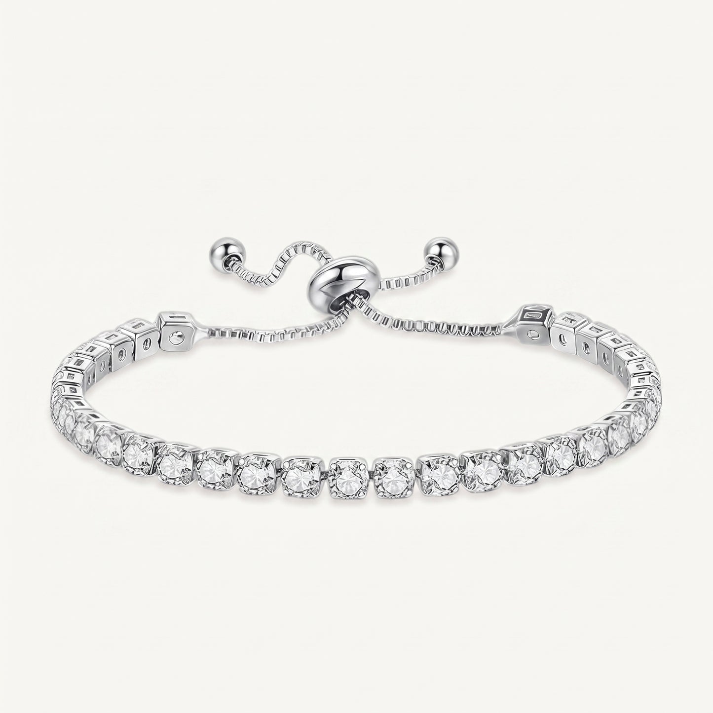925 Sterling Silver Plated Tennis Bracelet with White Cubic Zirconia - Silver